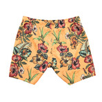 Tropical Flowers Pool Shorts // Apricot (S)