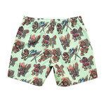 Tiki Warriors Pool Shorts // Paradise Green (2XL)