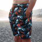 Deep Sea Monster Pool Shorts // Black (M)