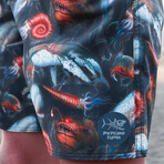 Deep Sea Monster Pool Shorts // Black (M)