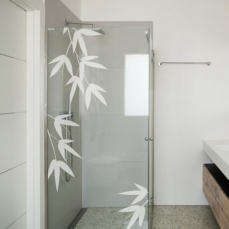 Bamboo Leaves Shower Door Sticker (47"H x 14"W)