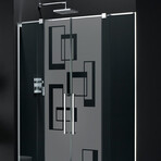 Shower Door Sticker Abstract Art (37"H x 14"W)