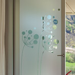 Artistic Flowers Shower Door Sticker (37"H x 14"W)