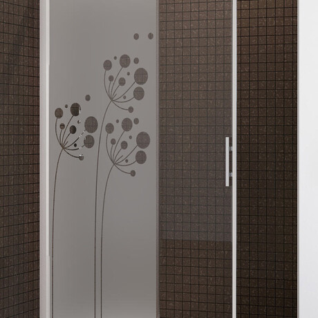Artistic Flowers Shower Door Sticker (37"H x 14"W)