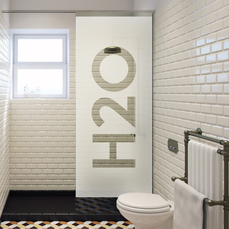 H2O Shower Door Sticker (33"H x 14"W)