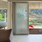 Artistic Flowers Shower Door Sticker (37"H x 14"W)