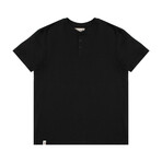 Recycled Yarn Short Sleeve Henley + Logo Tab // Black (2XL)