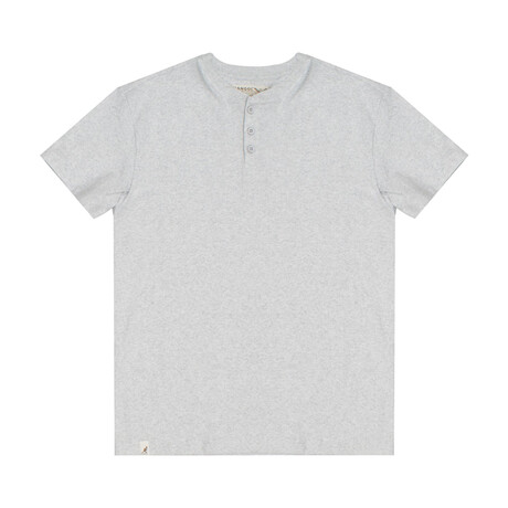 Recycled Yarn Short Sleeve Henley + Logo Tab // Ash Gray (S)