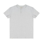 Recycled Yarn Short Sleeve Henley + Logo Tab // Ash Gray (2XL)