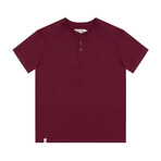 Recycled Yarn Short Sleeve Henley + Logo Tab // Burgundy (XL)