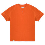 Recycled Yarn Short Sleeve Henley + Logo Tab // Orange (M)