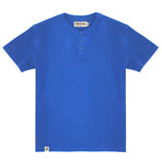 Recycled Yarn Short Sleeve Henley + Logo Tab // Royal (M)