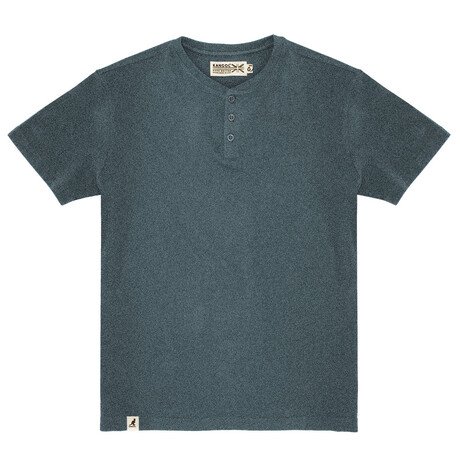 Recycled Yarn Short Sleeve Henley + Logo Tab // Charcoal (S)