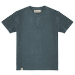 Recycled Yarn Short Sleeve Henley + Logo Tab // Charcoal (XL)