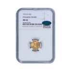 1915-S Panama Pacific $1 Gold Commemorative // NGC & CAC Certified MS64 // Wood Display Box