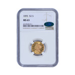 1895 $2.5 Gold Liberty // NGC & CAC Certified MS63 // Wood Display Box