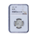 1831 Capped Bust Quarter // NGC Certified AU58 // Deluxe Collector's Pouch