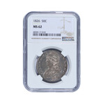 1826 Capped Bust Half Dollar // NGC Certified MS62 // Deluxe Collector's Pouch