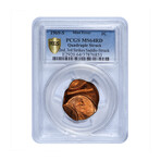 1969-S Lincoln Memorial Cent // Dramatic Quadruple Strike Mint Error // PCGS Certified MS64RD // Wood Display Box