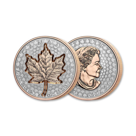 2022 1 oz Canadian Silver Maple Leaf, Incuse Rose Gilt // NGC Certified Reverse Proof 70 // Deluxe Collector's Pouch