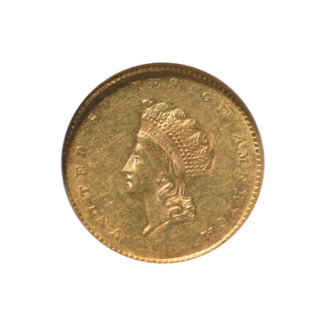 1855 $1 Gold Piece Type 2 // NGC Certified AU58 // Deluxe Collector's Pouch