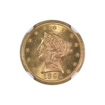 1895 $2.5 Gold Liberty // NGC & CAC Certified MS63 // Wood Display Box