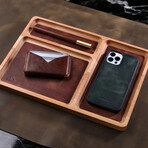 Luxury Wooden Tray With Leather // Tobacco