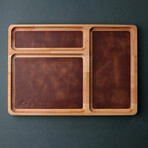 Luxury Wooden Tray With Leather // Tobacco