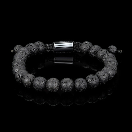 Lava Stone Adjustable Bead Bracelet // 8"