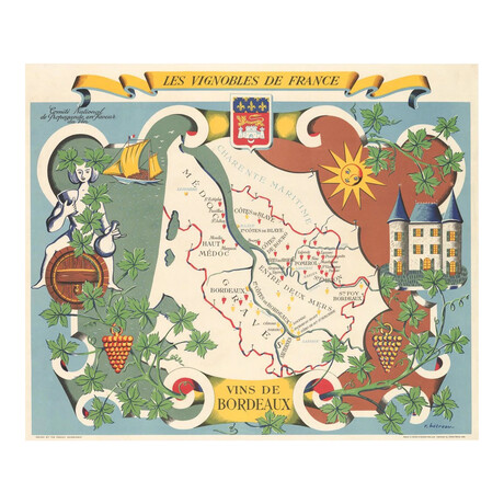 Les Vignobles de France // Vins de Bordeaux (19.75"H x 24"W)