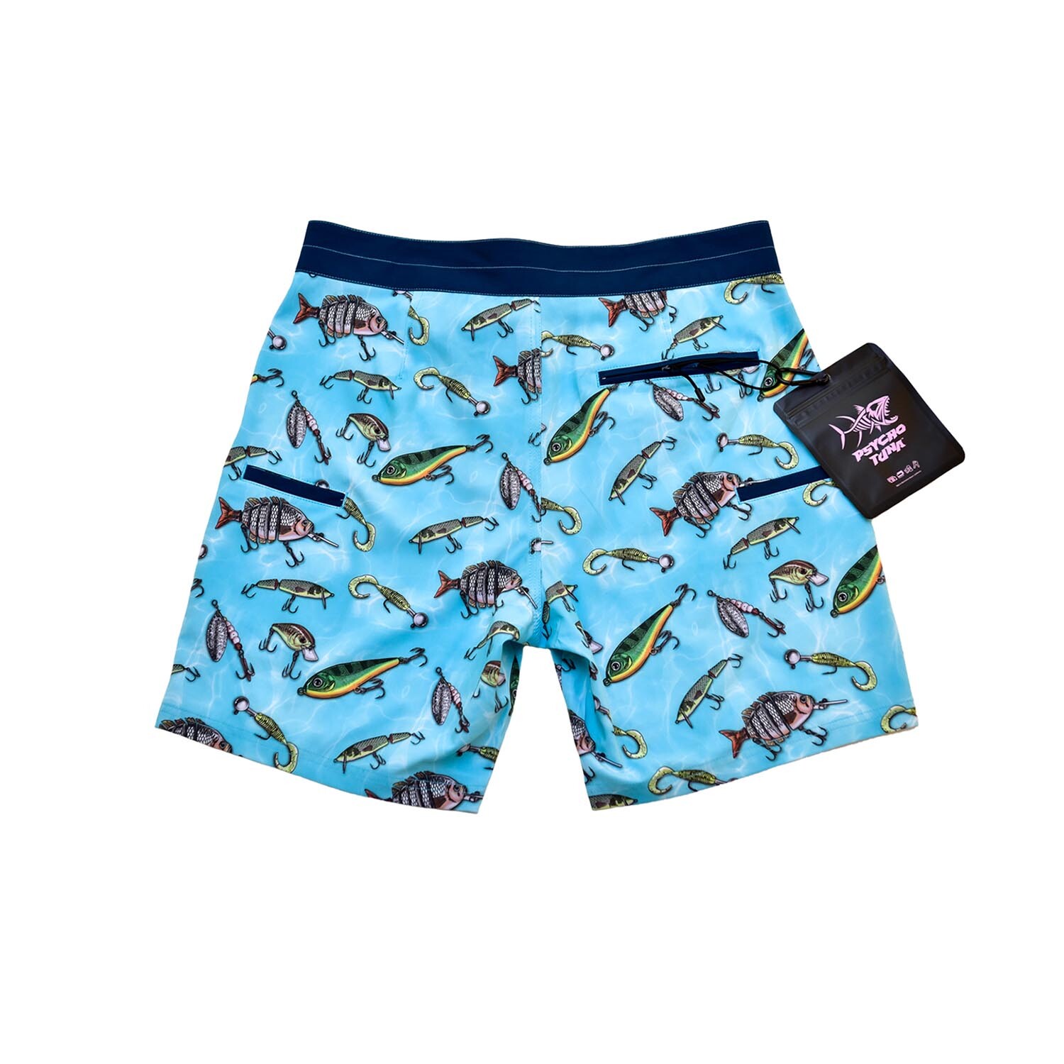 Fishing Lures Board Shorts // Blue Radiance (38) - Psycho Tuna Swimwear ...