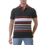 Felix Polo Shirt // Navy + Red Striped (L)