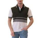 Robert Polo Shirt // Black + Gray Striped (2XL)