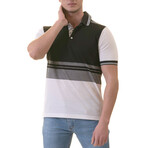 Robert Polo Shirt // Black + Gray Striped (2XL)