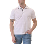 Louis Polo Shirt // White Striped + Floral (M)