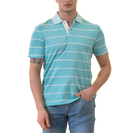 Blake Polo Shirt // Turquoise Striped (S)