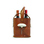 Napa Leather Double Wine Tote // Saddle