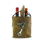 Napa Leather Double Wine Tote //  Dark Brown