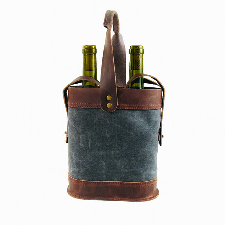 Napa Double Wine Tote // Gray and Dark Brown