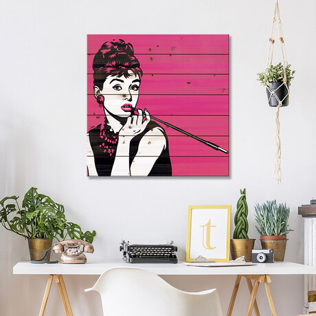 Audrey Hepburn Pink by James Lee (26"H x 26"W x 1.5"D)