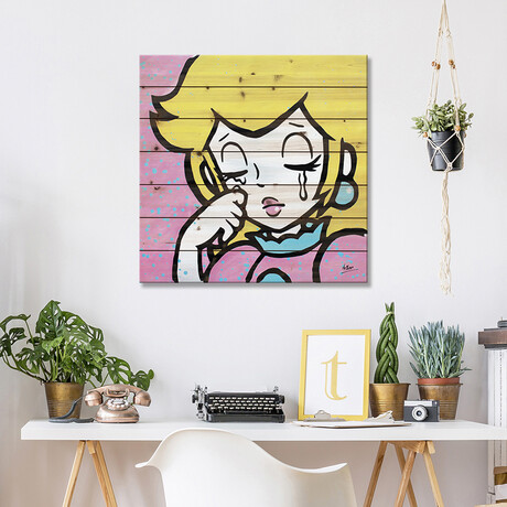 Crying Princess Peach (Roy Lichtenstein Satire) by MR BABES (26"H x 26"W x 1.5"D)