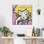 Crying Princess Peach (Roy Lichtenstein Satire) by MR BABES (26"H x 26"W x 1.5"D)