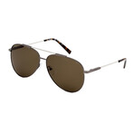 Salvatore Ferragamo Men's Aviator Sunglasses // Dark Ruthenium Tortoise + Brown