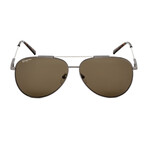 Salvatore Ferragamo Men's Aviator Sunglasses // Dark Ruthenium Tortoise + Brown