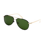 Salvatore Ferragamo Men's Classic Aviator Sunglasses // Black Gold + Green