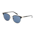 Salvatore Ferragamo Men's Classic Clubmaster Sunglasses // Black Gold + Blue