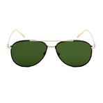 Salvatore Ferragamo Men's Classic Aviator Sunglasses // Black Gold + Green