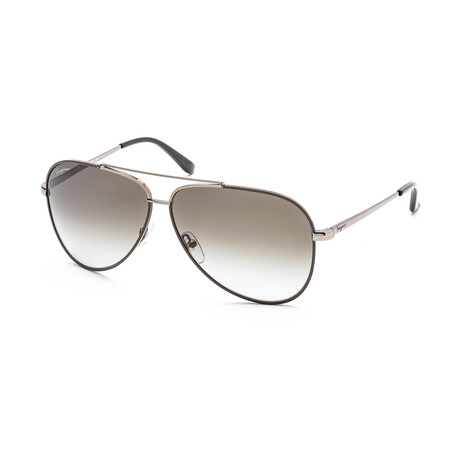 Salvatore Ferragamo Men's Aviator Sunglasses // Shiny Brown + Dark Brown