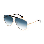 Salvatore Ferragamo Unisex Square Aviator Sunglasses // Gold + Blue