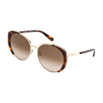 Salvatore Ferragamo Women's Round Cat-Eye Sunglasses // Gold Tortoise + Brown Gradient